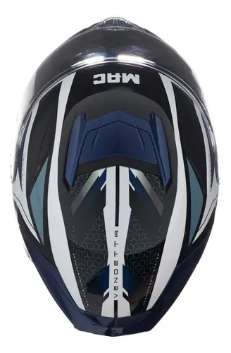 Casco Moto Integral Mac Ff956 Ozono + Visor Oscuro Rpm Blanco/negro/azul Vendetta Brillante L