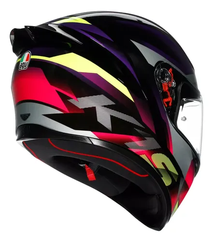 Casco Moto Integral Agv K1 S Alerón Integrado Rpm Negro/violeta/rosa Brillante Fastlap Brillante S