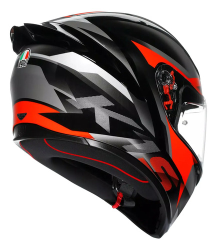 Casco Moto Integral Agv K1 S Alerón Integrado Rpm Negro/gris/rojo Brillante Fastlap Brillante Xxl