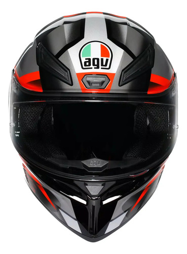 Casco Moto Integral Agv K1 S Alerón Integrado Rpm Negro/gris/rojo Brillante Fastlap Brillante S