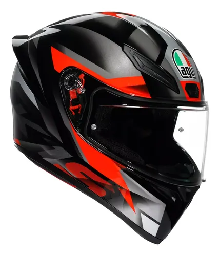 Casco Moto Integral Agv K1 S Alerón Integrado Rpm Negro/gris/rojo Brillante Fastlap Brillante M