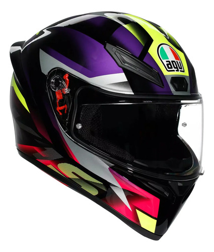 Casco Moto Integral Agv K1 S Alerón Integrado Rpm Negro/violeta/rosa Brillante Fastlap Brillante L