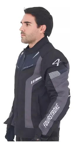Campera Moto Warrior Waterproof Jacket 4t Fourstroke Rpm Negro Y Azul V2 M
