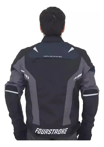 Campera Moto Warrior Waterproof Jacket 4t Fourstroke Rpm Azul Oscuro V2 Xxxl