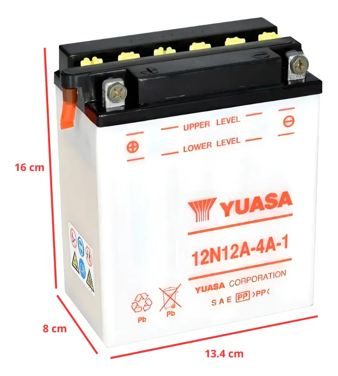 Batería Yuasa 12n12a-4a-1 Honda Yamaha Kawasaki Cuatri Rpm Negro Único