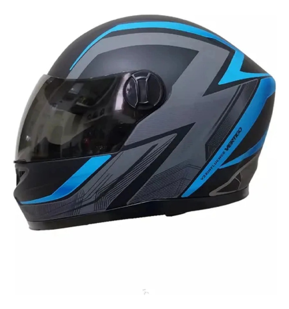 [6340] Casco Moto Vertigo V32 Influence Celeste Negro Mate Mujer Azul Negro Mate Xl