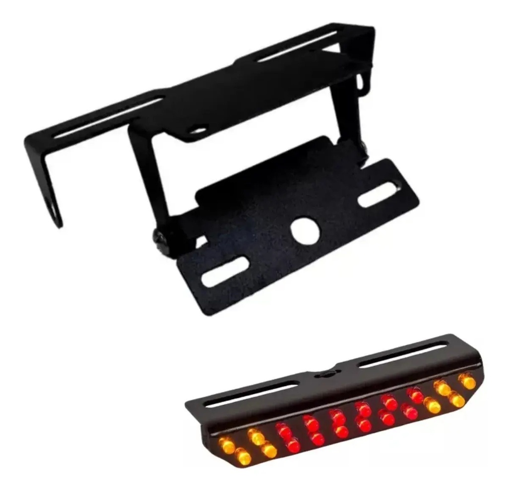 [SKALONETA3.PLT001] Porta Patente Rebatible Universal Con Luz Led Moto Rpm Negro