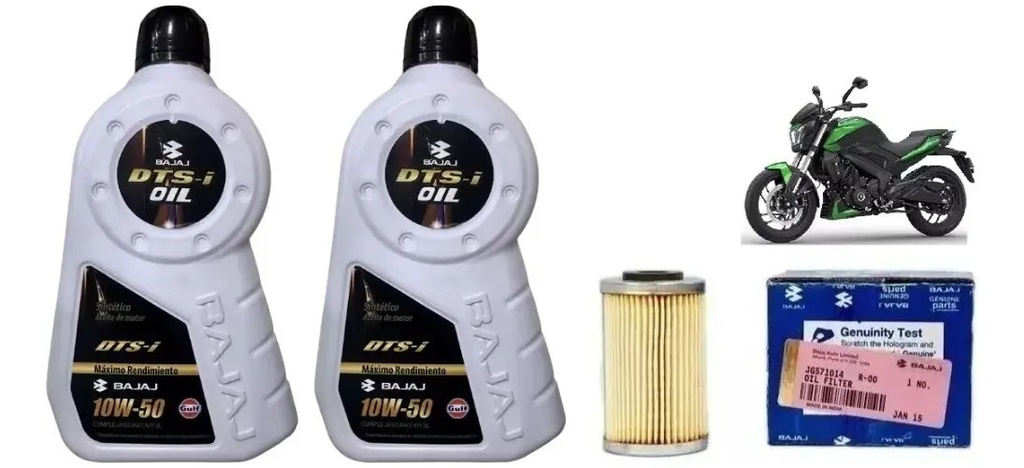 [DOSACEITES10W50WBAJAJ.JG571014] Kit Filtro De Aceite Original Dominar + Aceite Bajaj 10w50