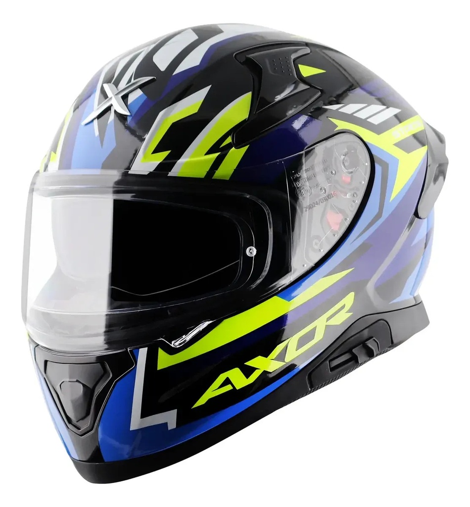 [50016] Casco Moto Integral Axor Apex Doble Visor Rpm Negro/azul Streak Brillante M