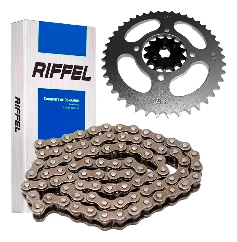 [1355/00350-138.10013] Transmision Yamaha Ybr 125 Piñon Corona Con Cadena Riffel Gris