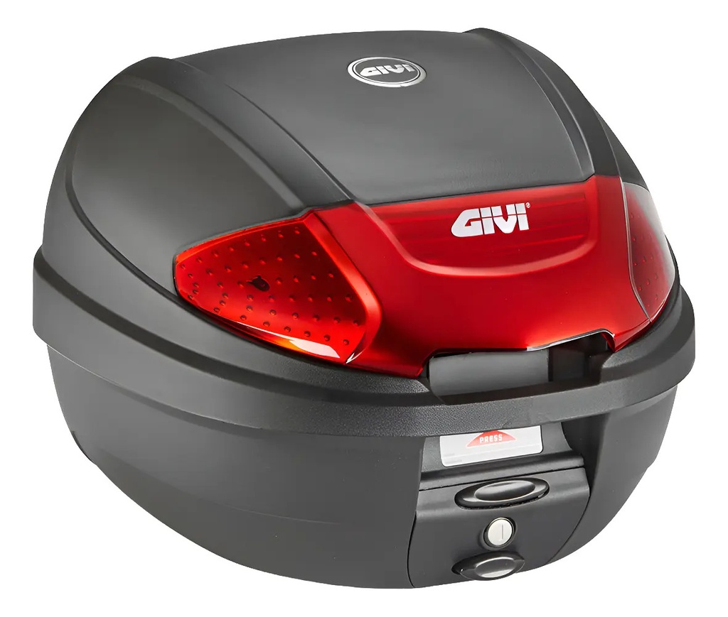 [E300N] Baúl Trasero Givi E300n 30 Litros Monolock 1 Casco Rpm Negro/rojo