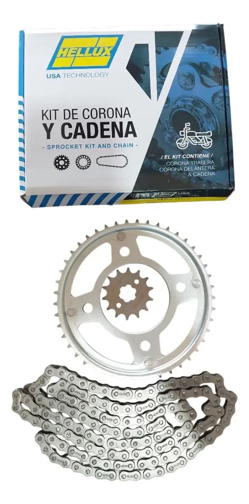 [HEHON1445428CC] Transmision Honda Cb 190 Piñon Y Corona Con Cadena Gris