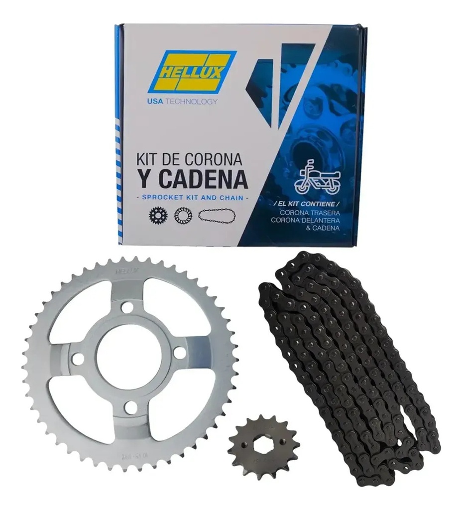[HEMOT1548428CC] Transmision Corona Piñon Motomel Motard 200 C/ Cadena Riffel Gris