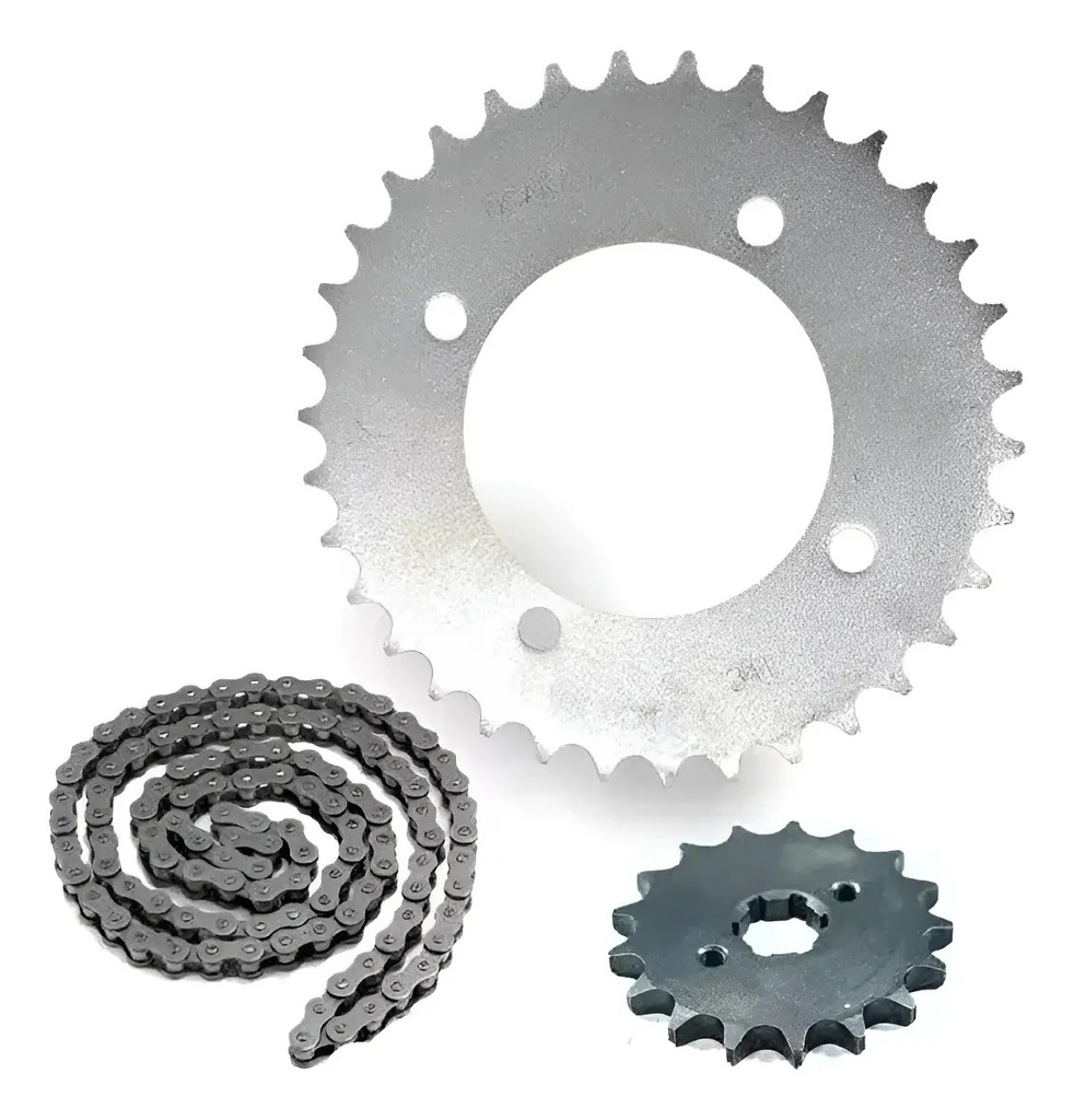 [KT529/10013] Transmision Honda Biz 125 Corona Piñon C/ Cadena Riffel Gris