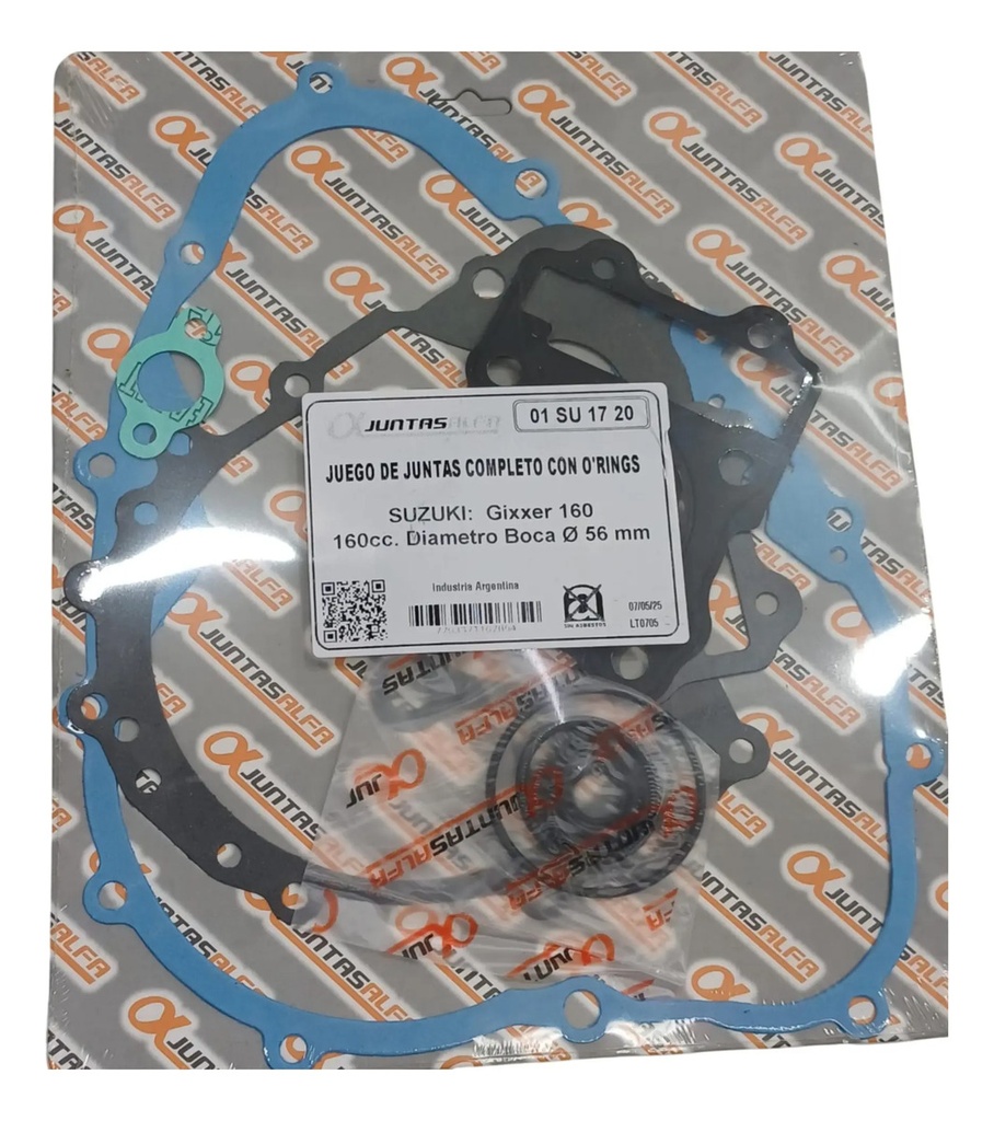 [1572/00169-627] Juego de Juntas de Motor Completo con O'rings Alfa Suzuki Gixxer 150