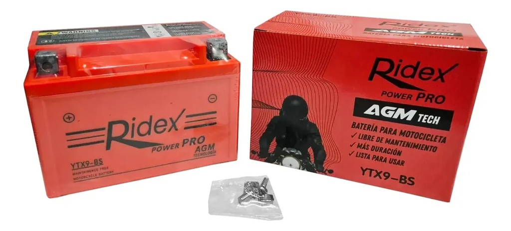 [YTX9-RYDEX] Bateria Ytx9-bs De Gel Suzuki Inazuma 250 Benelli 300 Negro