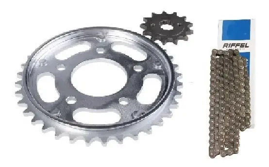 [KCP-121/10023] Transmisión Honda 250 Twister Piñon Corona  C/ Cadena Riffel Plateado