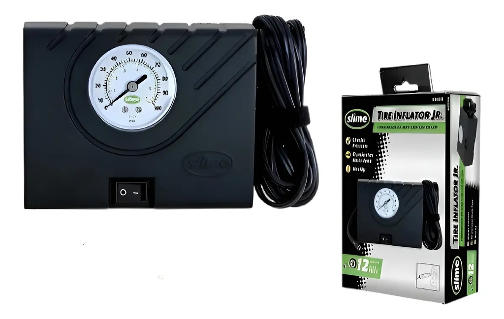 [40059] Inflador Compresor Portatil Slime Auto Moto Bici Cuatri 12 V Negro 12v Monofásica