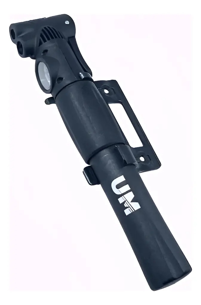 [BBP117] Inflador Mini Bicicleta Doble Valvula Plástico Con Medidor  Negro
