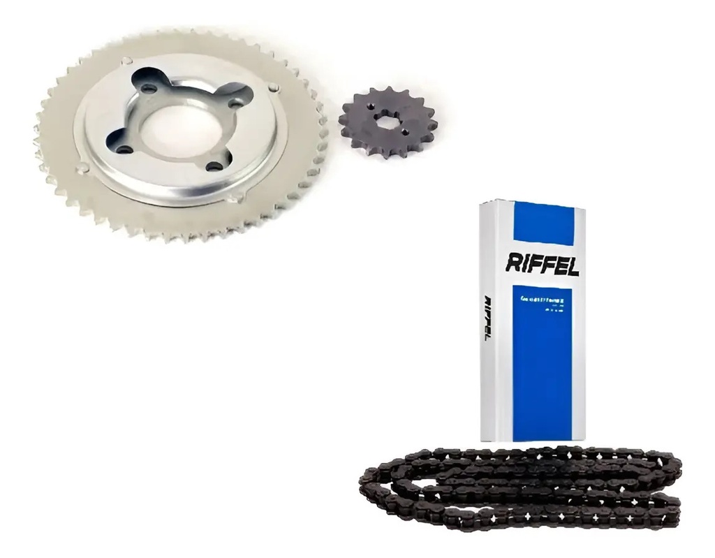 [43671/10017] Kit Transmision 50t 16t Motomel Dakar 200 Cadena Riffel Negro