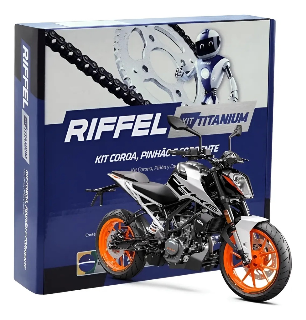[70969] Transmision Riffel Ktm Duke 200 Pìñon Corona Cadena 45-14 Gris