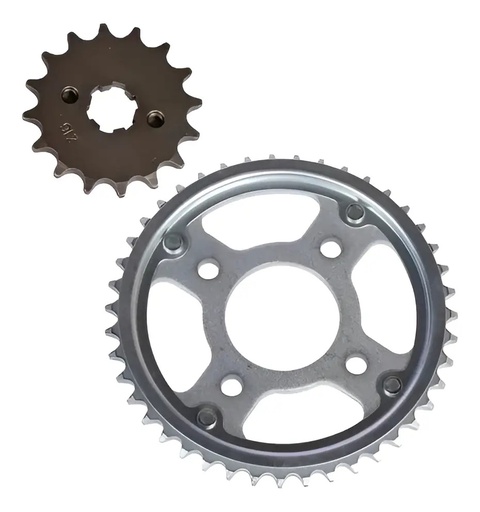 [003.005.01.0362] Corona  Y  Piñon  Honda  Cg Titan 150 Con Protector 43/16 Plata