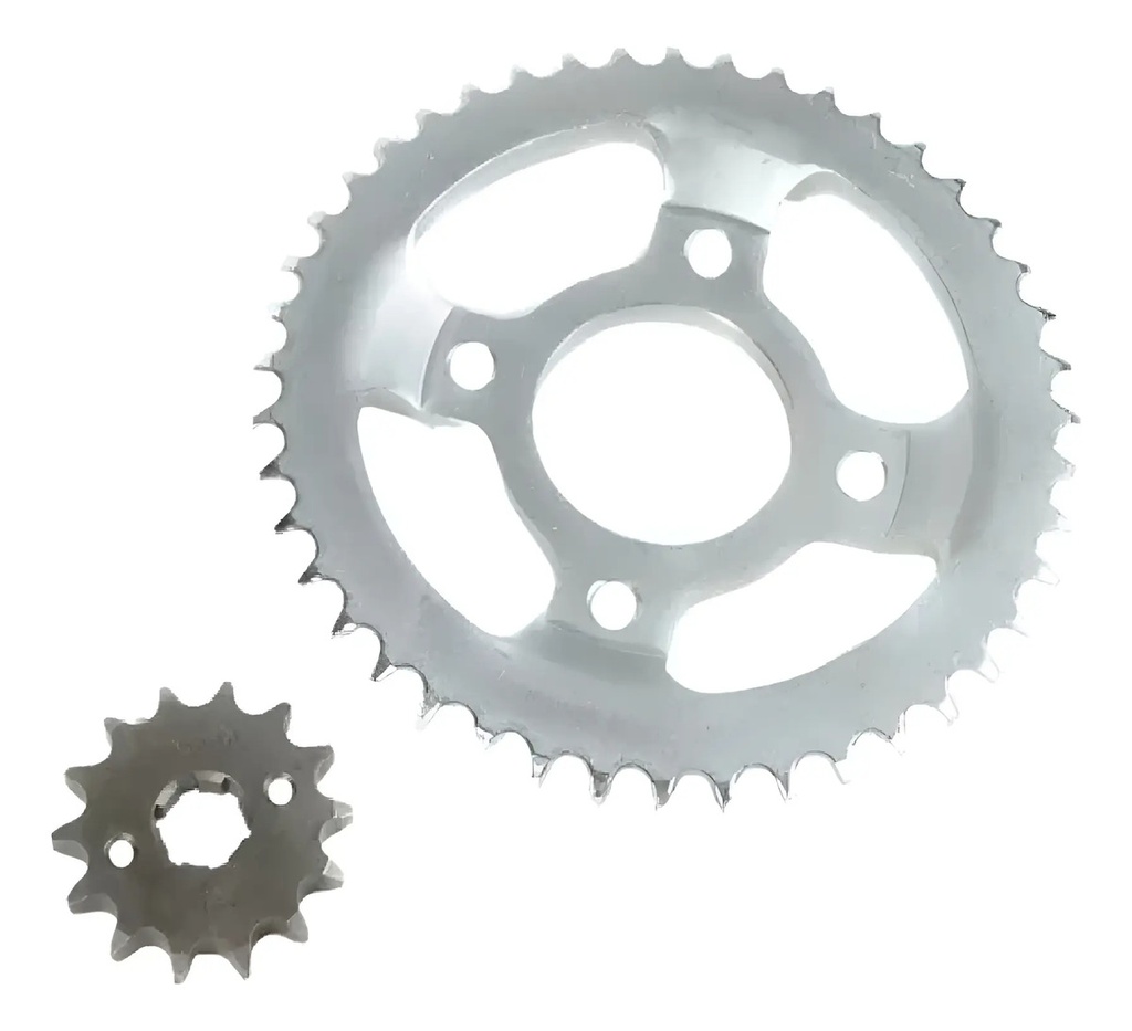 [KCP-115] Corona Y Piñon Transmision Ztt 200 Bombe Motard 45 / 15 Plateado