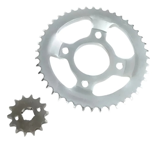 [KCP-115] Corona Y Piñon Transmision Ztt 200 Bombe Motard 45 / 15 Plateado