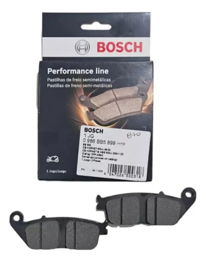 [0986BB5899] Pastilla Freno Delantera Bosch Para Cb250 New Twister  Rpm