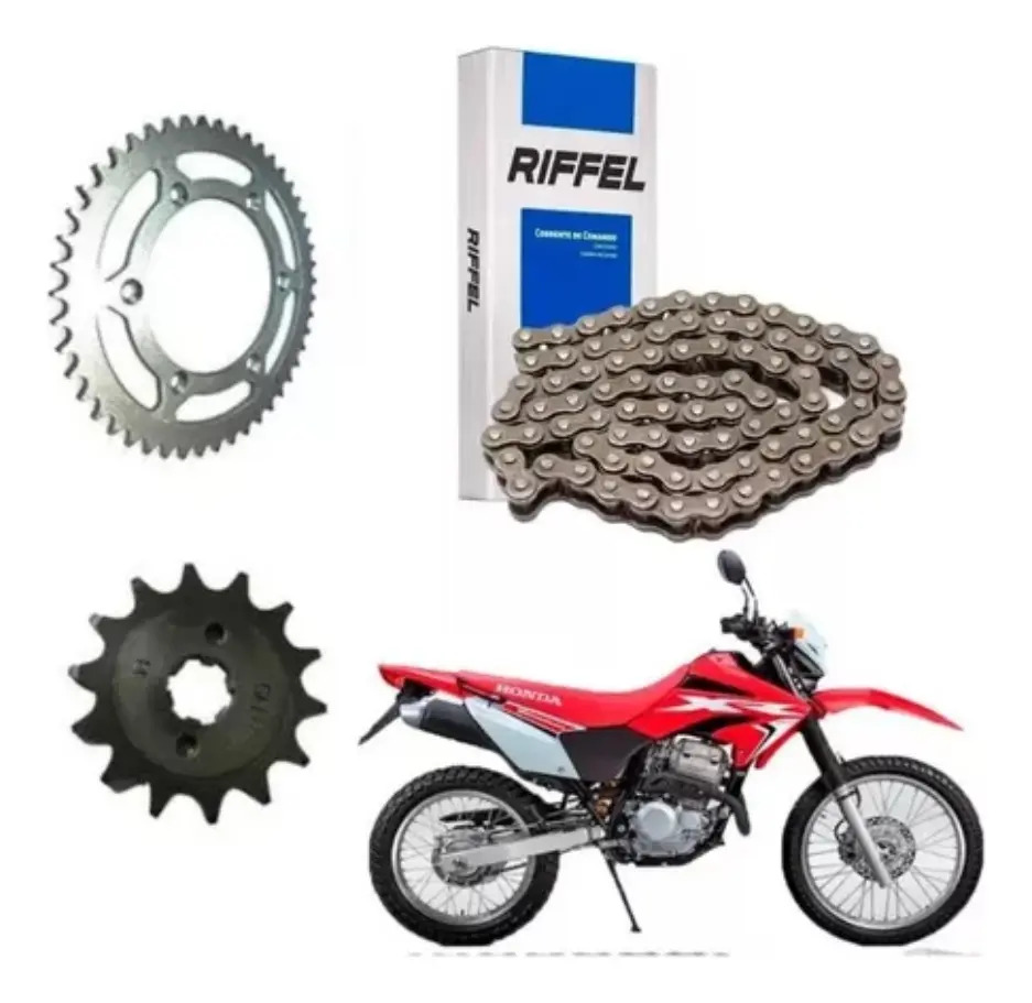 Kit de Transmision 44-13 con Cadena Riffel 520H x118 Honda XR 250 Tornado