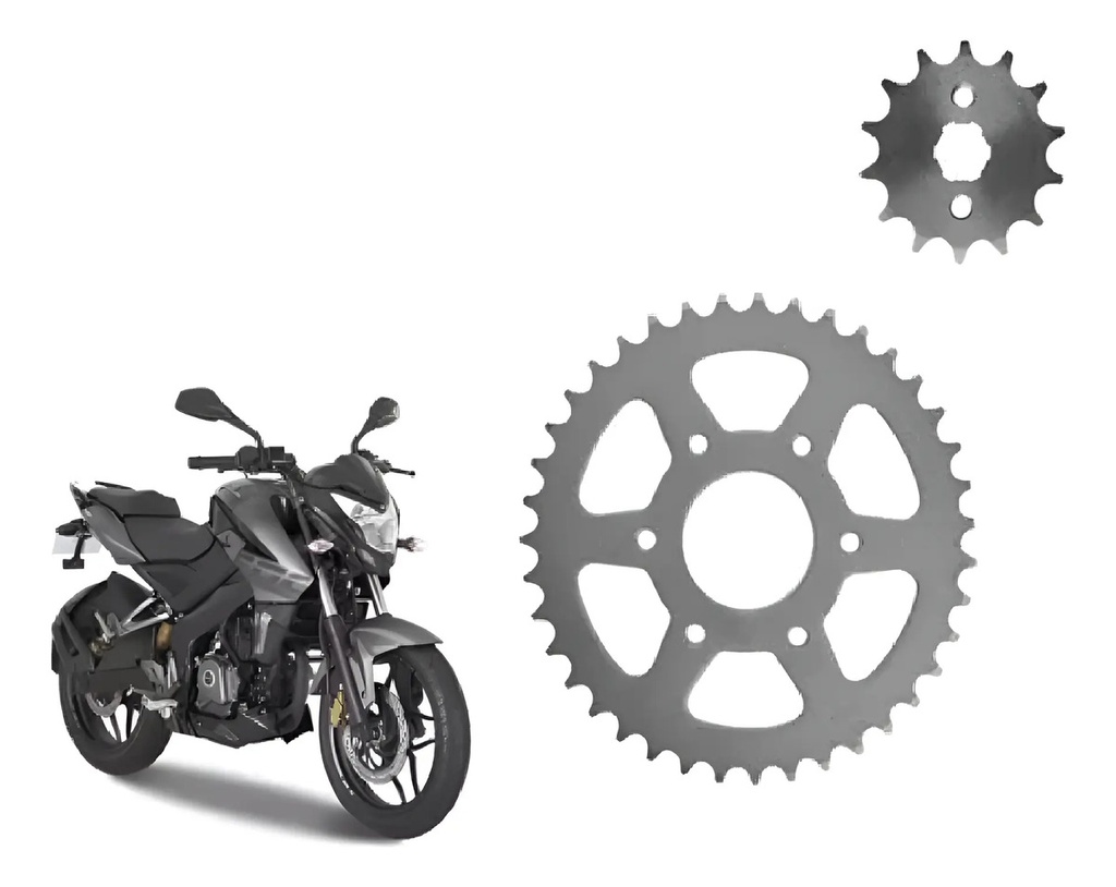 [KTR041] Kit Corona Y Piñon Bajaj Ns 200 39 - 14  6 Agujeros Gris