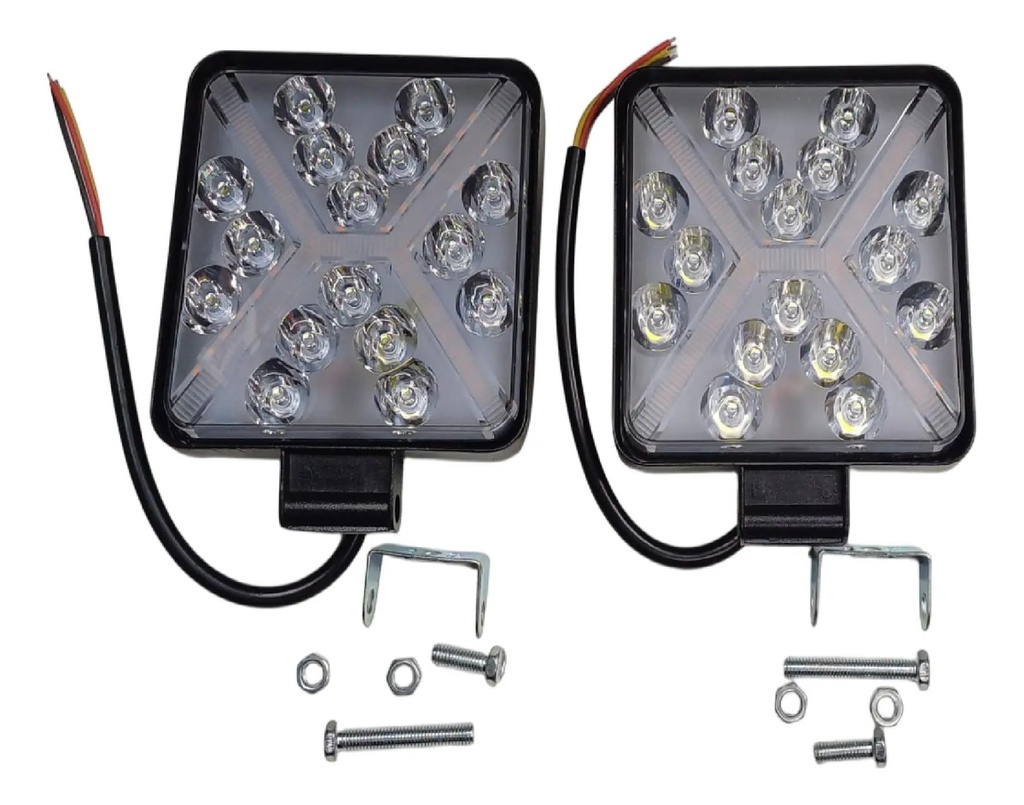[21858.21858] Kit Faros Led Auxiliar Cuadrado 16 Led C/ Ojo De Angel Ambar Blanco
