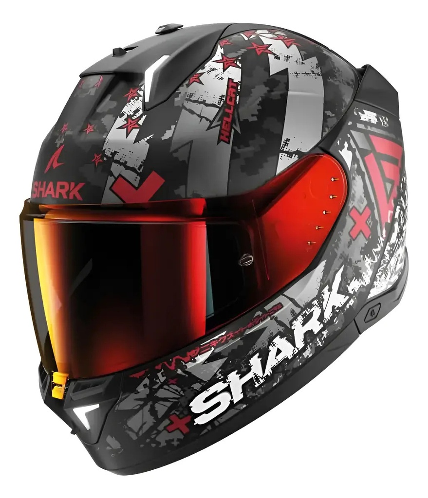 [CAS-2118] Casco Integral Moto Shark Skwal I3 Hellcat Luz Freno + Visor