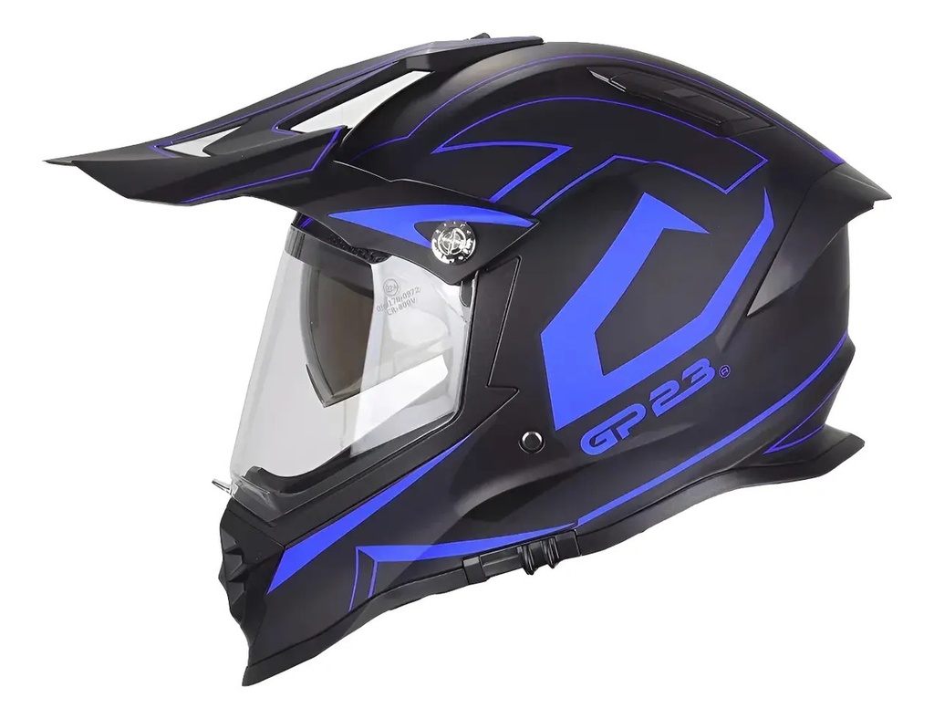 [CAS-2186] Casco Moto Enduro Cross Gp23 Cr800 Azul Mate Doble Visor