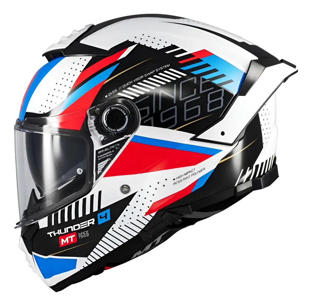 [1308C380717] Casco Moto Integral Mt Thunder 4 Doble Visor Rpm Azul Luminence A7 Brillante Xl