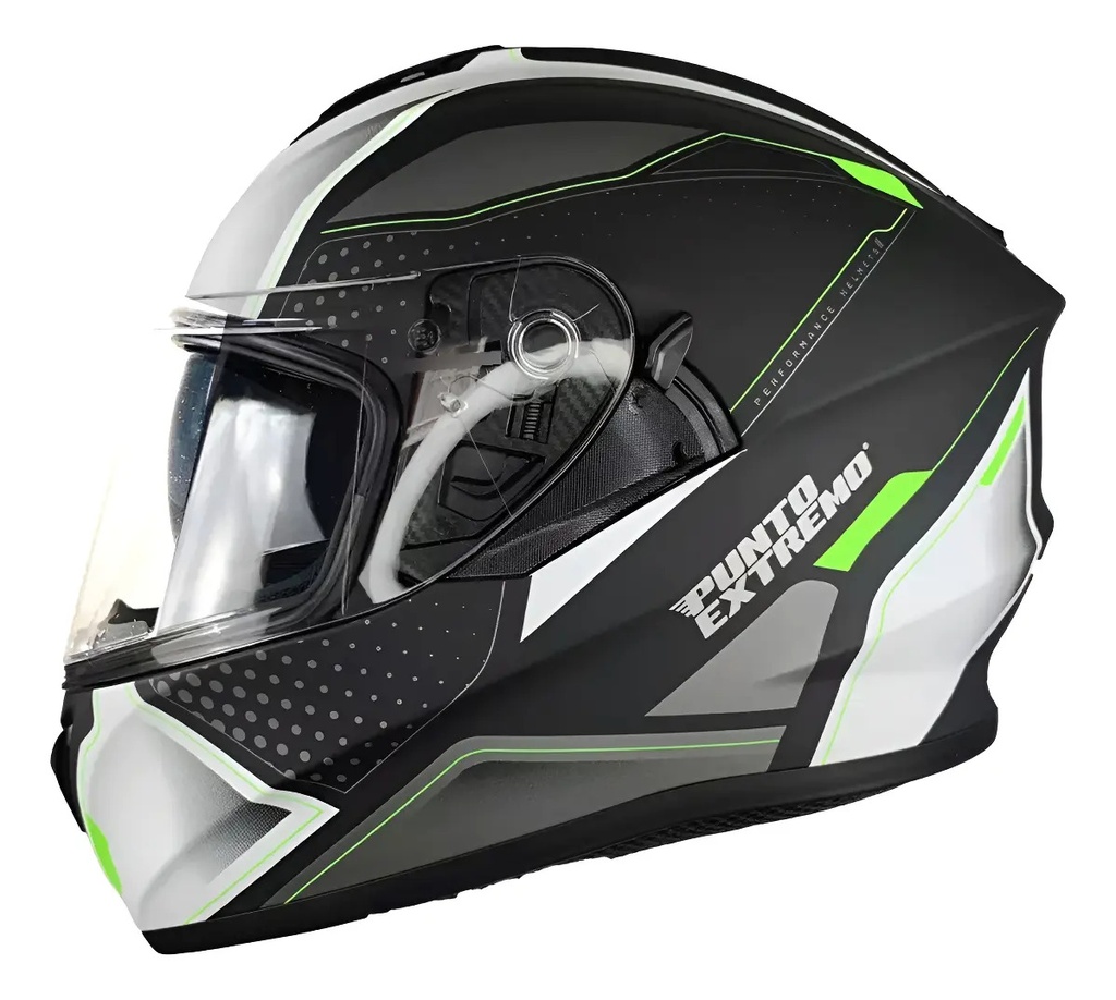 [CAS-2194] Casco Moto Ff981 Punto Extremo Pista Doble Visor Verde Rpm®