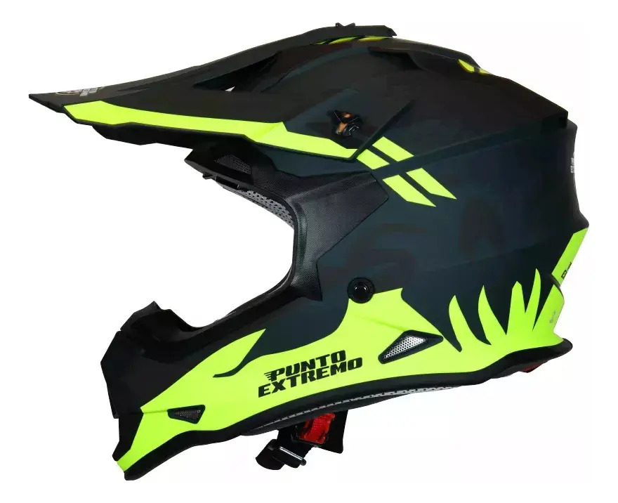 [CAS-2190] Casco Moto Enduro Cross Punto Extremo Mx632 Travis Amarillo