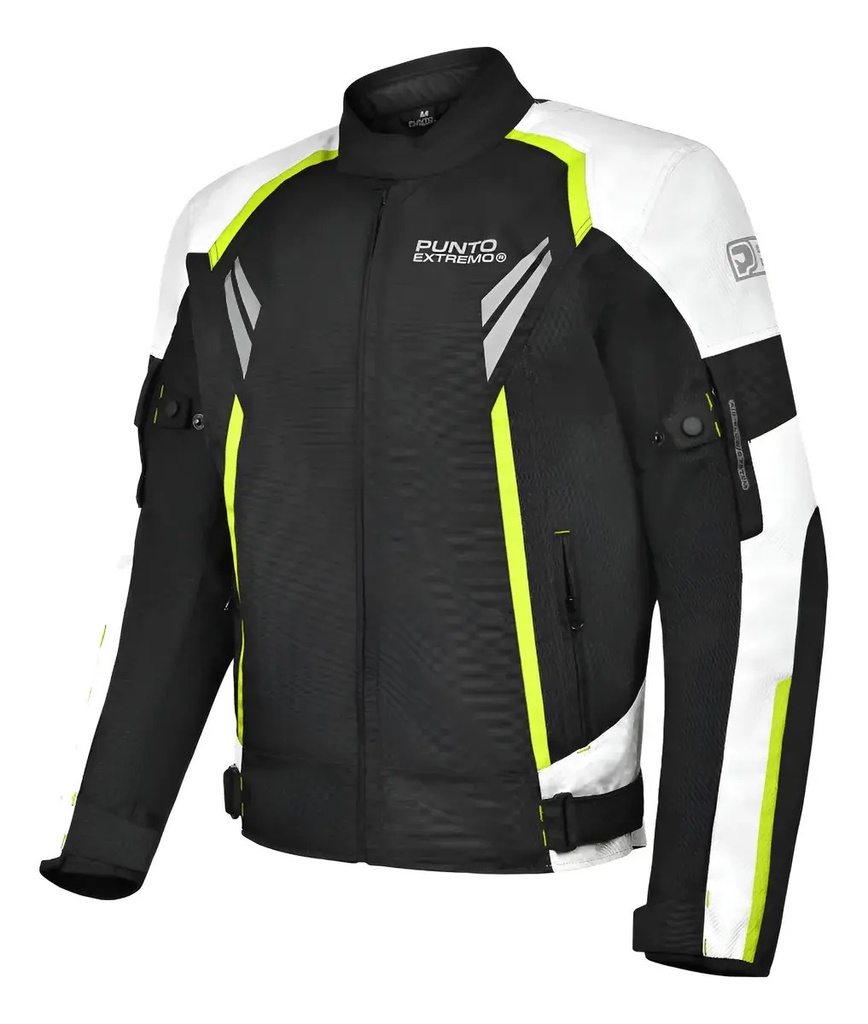 [7798440620393] Campera Moto Punto Extremo Pk-02 Con Protecciones Rpm Negro/amarillo Cordura L