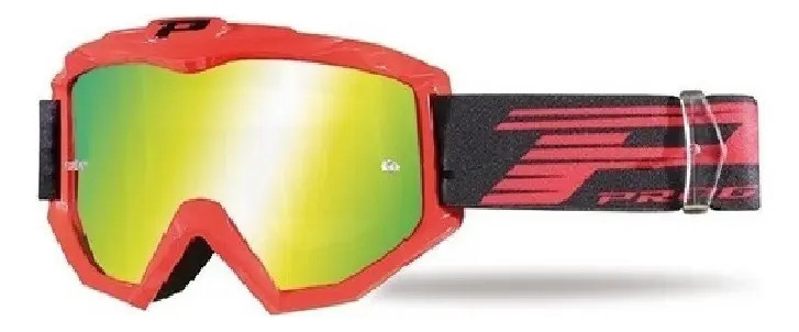 [3450FL.ROJ-NEG] Antiparras Progrip Motocross Lente Espejada Multilayer Red Armazón Rojo