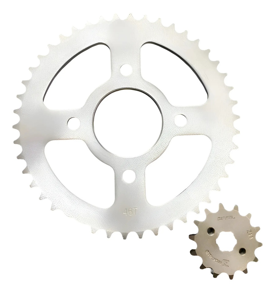[KTR403] Kit Corona Y Piñon Bajaj Rouser Ns 160 Freno A Disco Gris
