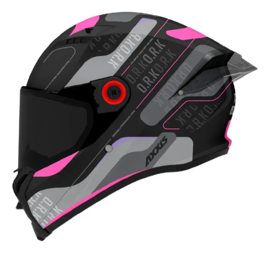 [4364C18B8108] Casco Moto Integral Axxis Fenix Con Spoiler Rpm Negro/rosa Ork B8 Brillo Xxl