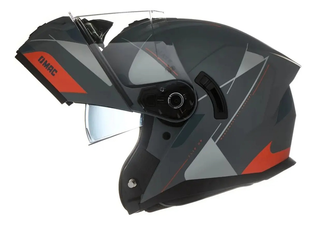 [MAC501661040.XL] Casco Moto Rebatible Mac Ff166 Blaze Doble Visor Rpm Gris/naranja Magma Mate Xl
