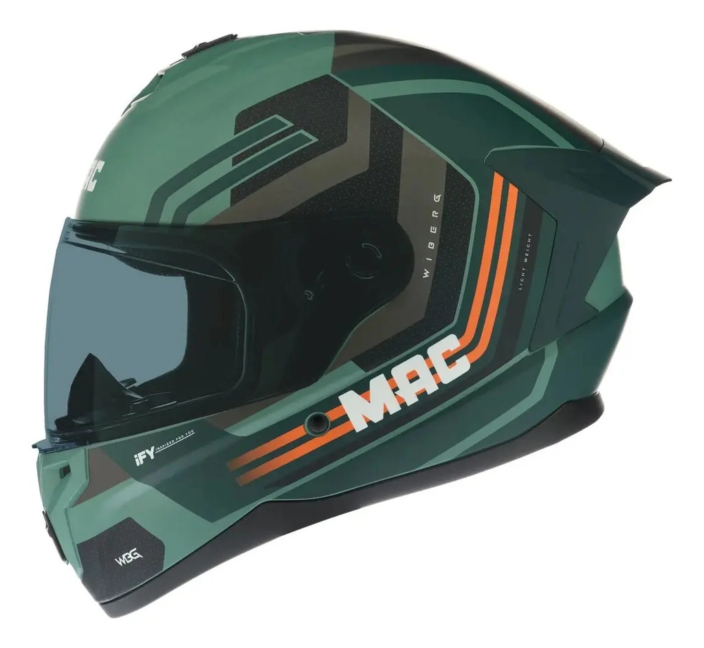 [MAC1007096D7.XL] Casco Moto Integral Mac 070 Volt Rpm Verde/negro Wiberg Mate Xl