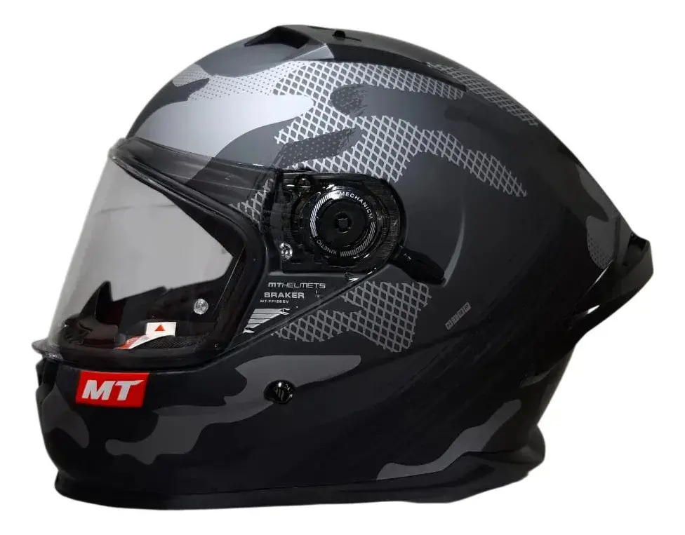 [1346B782227] Casco Moto Integral Mt Braker Doble Visor Con Spoiler Rpm Gris Crossover C2 Mate Xl
