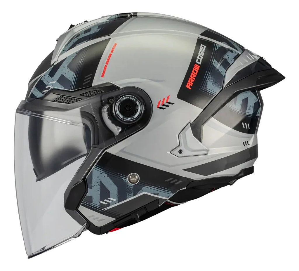 [1361D20C2105] Casco Moto Abierto Mt Cosmos Sv Doble Visor Rpm Gris Arrow C2 Brillante M