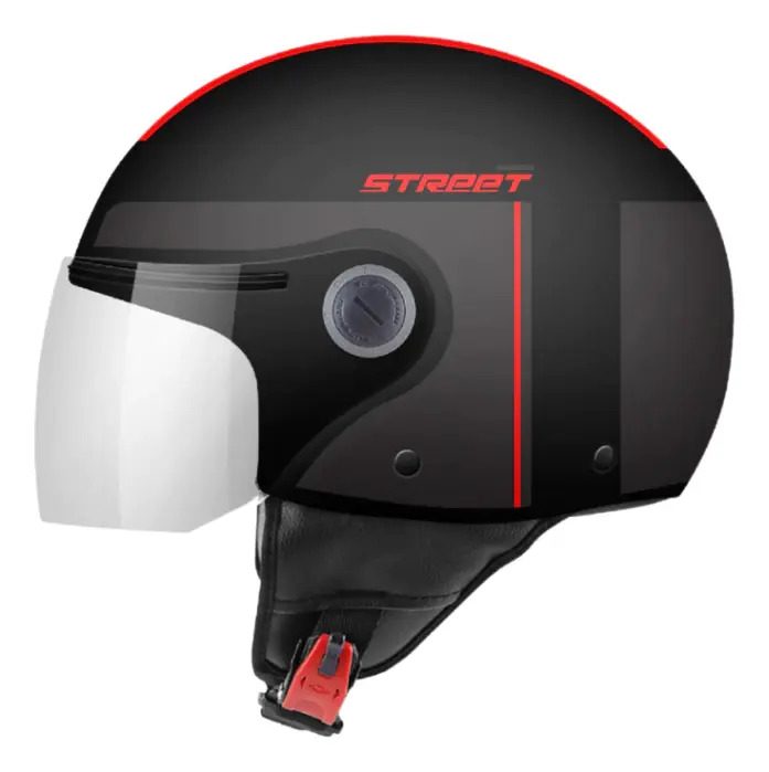 [1338C91B5204] Casco Abierto Moto Mt Street S Visor Simple Rpm Negro/rojo Bezos B5 Mate S
