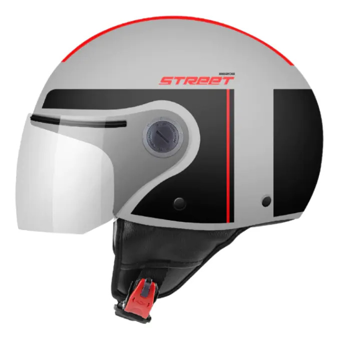 Casco Abierto Moto Mt Street S Visor Simple Rpm Rojo Bezos C5 Brillante Xl