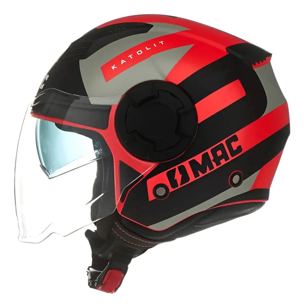 [MAC60766A371.S] Casco Abierto Moto Mac Aerox Rpm Negro/rojo Katolit Mate S