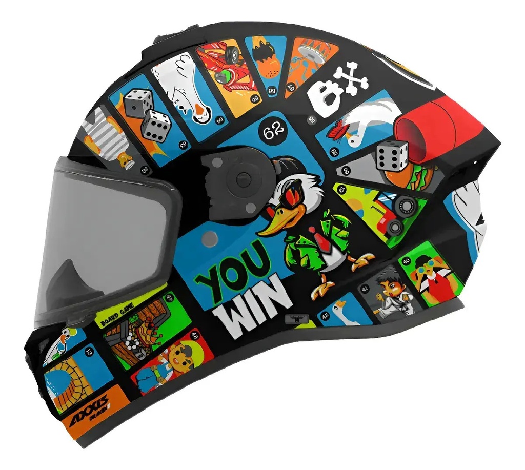 [4341B531115] Casco Moto Integral Axxis Draken S Con Visor De Regalo Rpm Negro Goose Game A1 Brillante M