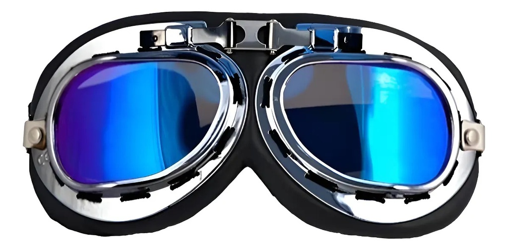 [MD704] Antiparra Garage Custom Moto Cafe Espejadas Rpm Negro Azul Unico